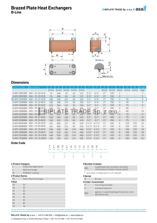 Lutowany płytowy wymiennik ciepła olejowo-wodny PL 22-30, ASA Hydraulik, ILWPL22030BK