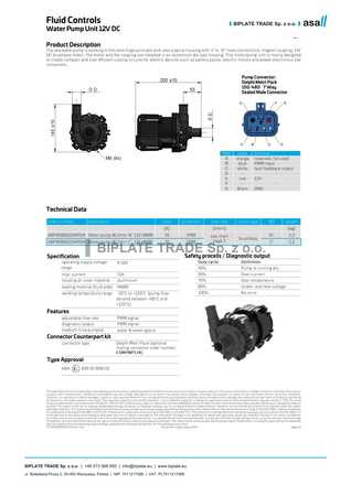 Elektryczna pompa cieczy chłodzącej 12 V DC, 90 l/min, króćce 1″, ASA Hydraulik, ABPW090S25HP01K