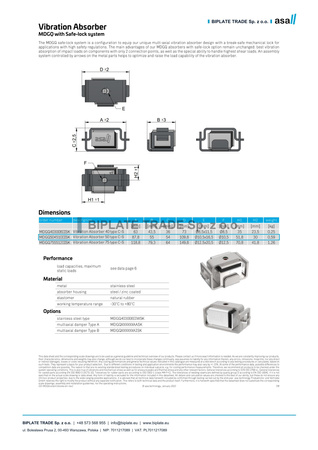 Wibroizolator gumowo-metalowy MDGQ 50 z zabezpieczeniem Safe-lock, otwory Ø10,5, ASA Hydraulik, MDGQ504510IISK
