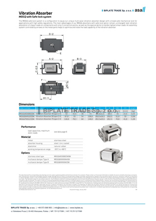 Wibroizolator gumowo-metalowy MDGQ 40 z zabezpieczeniem Safe-lock, otwory Ø8,5, ASA Hydraulik, MDGQ403008IISK