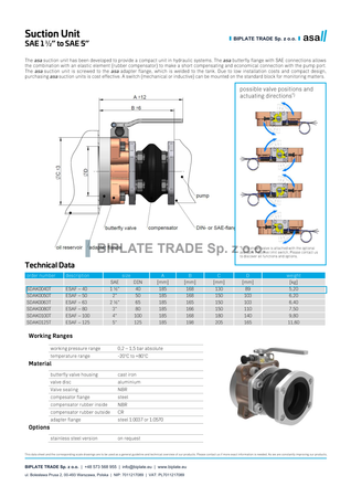 Zestaw ssący ESAF-40, SAE 1 1/2″ / DIN 40, żeliwo, ASA Hydraulik, SDAK0040T