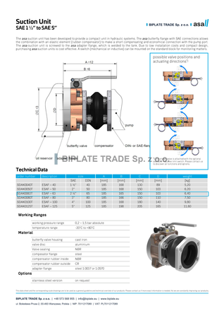 Zestaw ssący ESAF-63, SAE 2 1/2″ / DIN 65, żeliwo, ASA Hydraulik, SDAK0063T