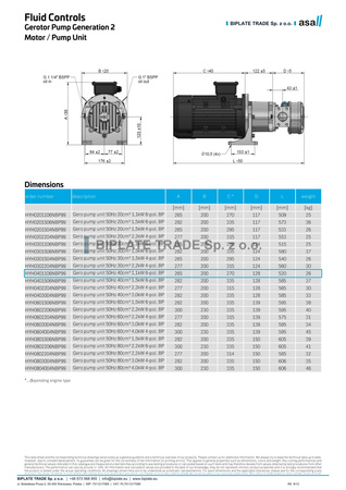 Pompa gerotorowa z silnikiem GERO 2 40 cm³, 35 l/min, 1,1 kW, 230/400 V AC, ASA Hydraulik, HYH0401106NBP99