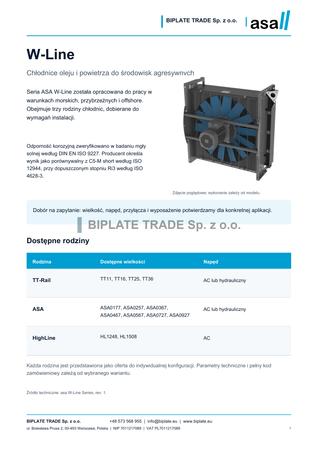 Chłodnica oleju HighLine W-Line, napęd AC, wykonanie morskie, ASA Hydraulik, WLINE-HL-AC