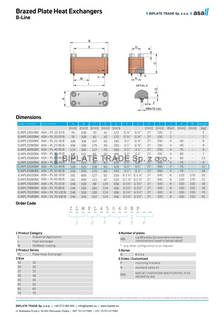 Lutowany płytowy wymiennik ciepła olejowo-wodny PL 53-40, ASA Hydraulik, ILWPL53040BK