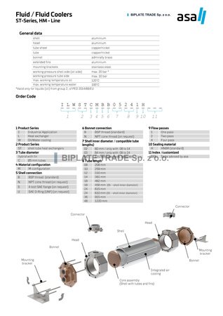 Płaszczowo-rurowy wymiennik ciepła olejowo-wodny HM-Line 05/24, 1 przebieg, ASA Hydraulik, HM-05-24-1