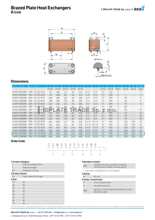 Lutowany płytowy wymiennik ciepła olejowo-wodny PL 70-120, ASA Hydraulik, ILWPL70120BK